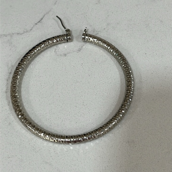 Gorgeous Sparkly Silver Plated Hoops - Picture 5 of 7